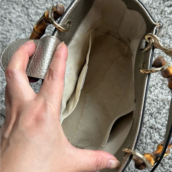 Gucci Metallic Bamboo-Handle Crossbody Bag